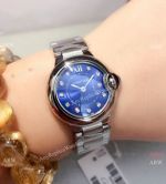 Best Quality Cartier Ballon Bleu de Quartz Diamond Blue Dial Watch 